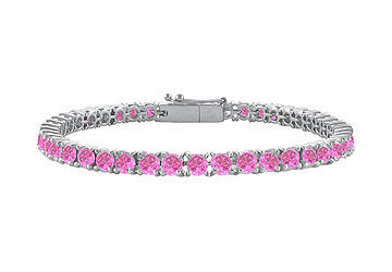 Pink Cubic Zirconia Tennis Bracelet  .925 Sterling Silver - 3.00 CT TGW