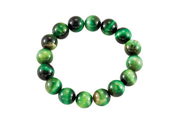 Genuine Green Tiger Eye Stretch Bracelet - 12.00 X 12.00 MM with 6.50 INCH