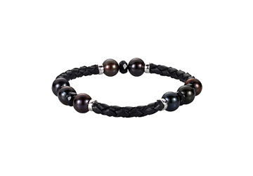 Sterling Silver Freshwater Cultured Black Pearl Onyx Bracelet - 8-8.5 MM/6 MM/ 8 Inch