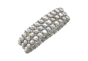 Sterling Silver and Freshwater Silver Grey Pearl Stretch Bracelet - 6 MM