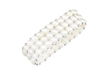 Sterling Silver and Freshwater White Pearl Stretch Bracelet - 6 MM