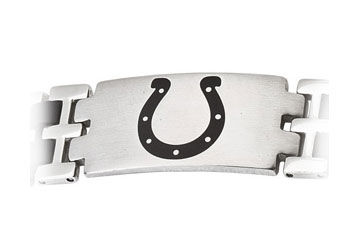 Stainless Steel and Rubber Indianapolis Colts Team Logo Bracelet - 8 Inch