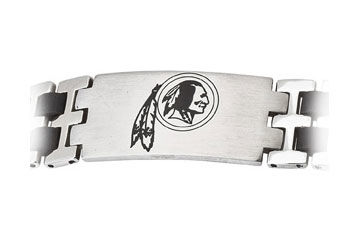 Stainless Steel and Rubber Washington Redskins Team Logo Bracelet - 8 Inch