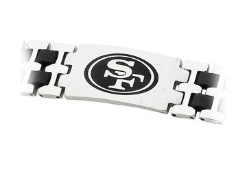 Stainless Steel and Rubber San Francisco 49ers Team Logo Bracelet - 8 Inch