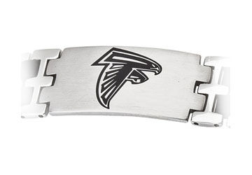 Stainless Steel and Rubber Atlanta Falcons Team Logo Bracelet - 8 Inch