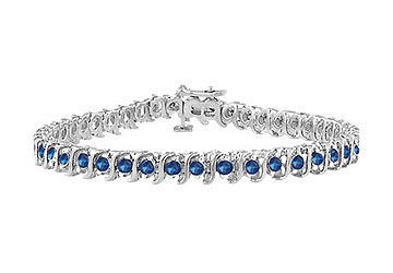 Diffuse Sapphire S Tennis Bracelet  925 Sterling Silver - 5.00 CT TGW