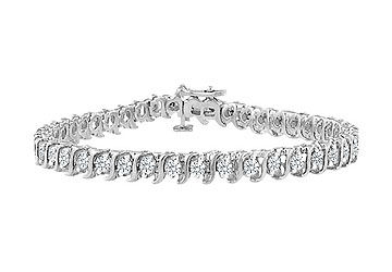 Cubic Zirconia S Tennis Bracelet  .925 Sterling Silver - 5.00 CT TGW