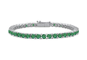 Frosted Emerald Tennis Bracelet  925 Sterling Silver - 3.00 CT TGW