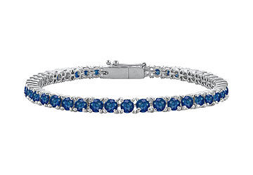 Sapphire Tennis Bracelet in .925 Sterling Silver 3.00 CT TGW