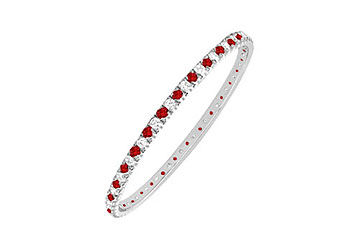 Ruby and Diamond Eternity Bangle  14K White Gold - 2.00 CT TGW