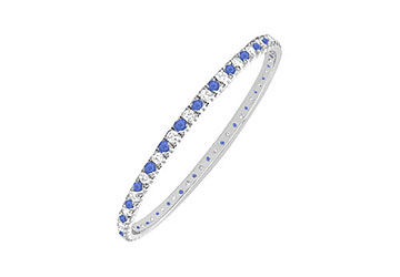 Sapphire and Diamond Eternity Bangle  14K White Gold - 2.00 CT TGW