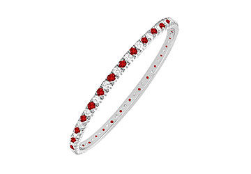 Ruby and Diamond Eternity Bangle  14K White Gold - 3.00 CT TGW