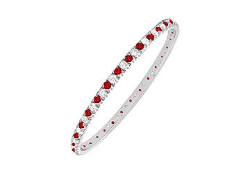 Ruby and Diamond Eternity Bangle  14K White Gold - 5.00 CT TGW