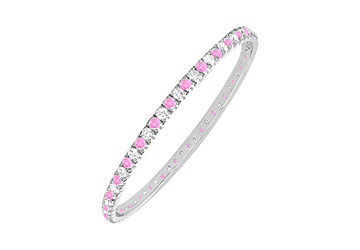 Pink Sapphire and Diamond Eternity Bangle  14K White Gold - 5.00 CT TGW