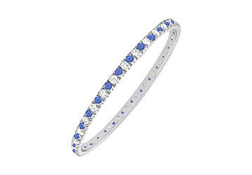 Sapphire and Diamond Eternity Bangle  14K White Gold - 5.00 CT TGW