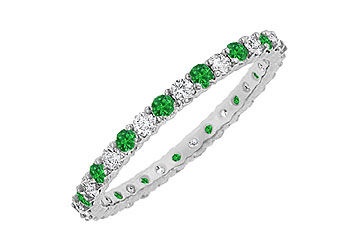 Emerald and Diamond Eternity Bangle  14K White Gold - 6.00 CT TGW