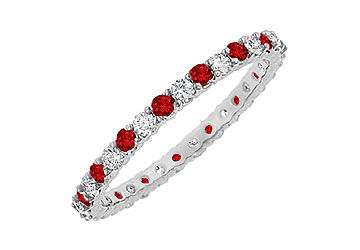 Ruby and Diamond Eternity Bangle  14K White Gold - 6.00 CT TGW