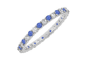 Sapphire and Diamond Eternity Bangle  14K White Gold - 6.00 CT TGW