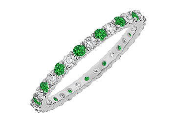 Emerald and Diamond Eternity Bangle  14K White Gold - 10.00 CT TGW