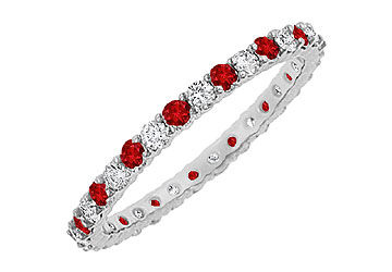 Ruby and Diamond Eternity Bangle  14K White Gold - 10.00 CT TGW