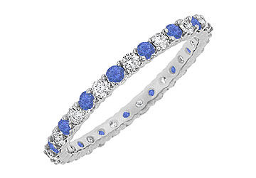 Sapphire and Diamond Eternity Bangle  14K White Gold - 10.00 CT TGW