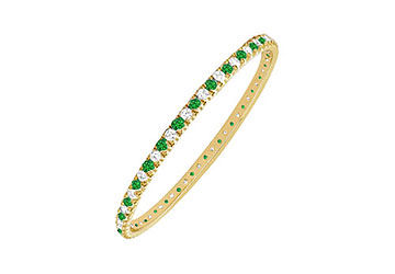 Emerald and Diamond Eternity Bangle  14K Yellow Gold - 2.00 CT TGW