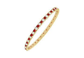 Ruby and Diamond Eternity Bangle  14K Yellow Gold - 2.00 CT TGW