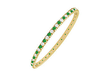 Emerald and Diamond Eternity Bangle  14K Yellow Gold - 3.00 CT TGW