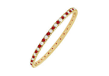 Ruby and Diamond Eternity Bangle  14K Yellow Gold - 3.00 CT TGW