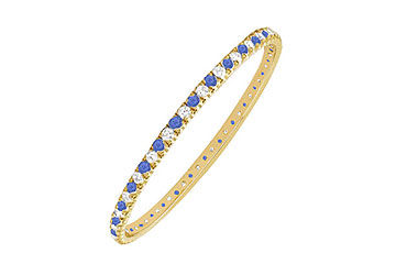 Sapphire and Diamond Eternity Bangle  14K Yellow Gold - 3.00 CT TGW