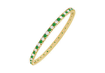 Emerald and Diamond Eternity Bangle  14K Yellow Gold - 5.00 CT TGW