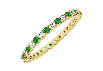 Emerald and Diamond Eternity Bangle  14K Yellow Gold - 6.00 CT TGW