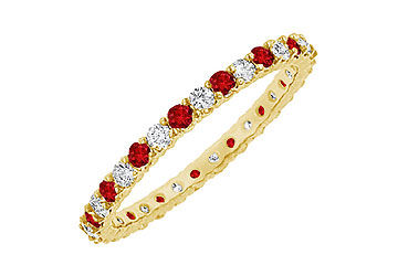 Ruby and Diamond Eternity Bangle  14K Yellow Gold - 6.00 CT TGW