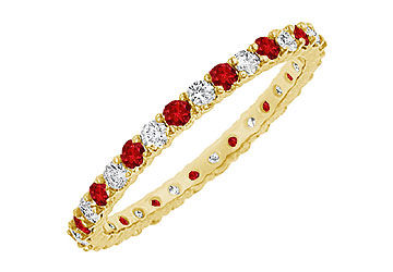 Ruby and Diamond Eternity Bangle  14K Yellow Gold - 10.00 CT TGW