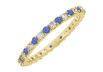 Sapphire and Diamond Eternity Bangle  14K Yellow Gold - 10.00 CT TGW