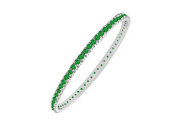 Emerald Eternity Bangle  14K White Gold - 3.00 CT TGW