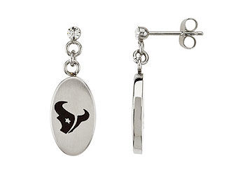 Stainless Steel Houston Texans Logo Dangle Earrings - 27.60MM X 10.00MM