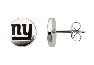 Stainless Steel New York Giants Logo Stud Earrings - 10.00MM X 10.00MM