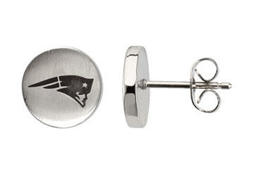 Stainless Steel New England Patriots Logo Stud Earrings - 10.00MM X 10.00MM