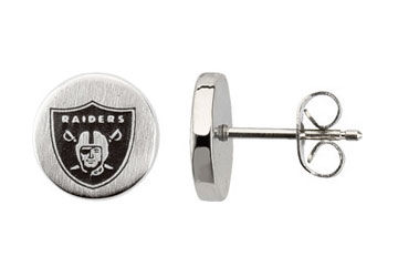 Stainless Steel Oakland Raiders Logo Stud Earrings - 10.00MM X 10.00MM