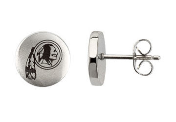 Stainless Steel Washington Redskins Logo Stud Earrings - 10.00MM X 10.00MM