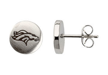 Stainless Steel Denver Broncos Logo Stud Earrings - 10.00MM X 10.00MM