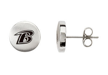 Stainless Steel Baltimore Ravens Logo Stud Earrings - 10.00MM X 10.00MM