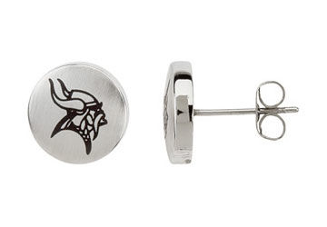 Stainless Steel Minnesota Vikings Logo Stud Earrings - 10.00MM X 10.00MM