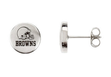 Stainless Steel Cleveland Browns Logo Stud Earrings - 10.00MM X 10.00MM