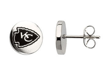 Stainless Steel Kansas City Chiefs Logo Stud Earrings - 10.00MM X 10.00MM