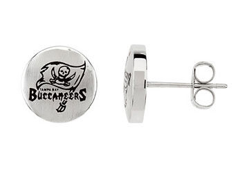 Stainless Steel Tampa Bay Bucs Logo Stud Earrings - 10.00MM X 10.00MM