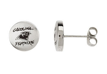 Stainless Steel Carolina Panthers Logo Stud Earrings - 10.00MM X 10.00MM