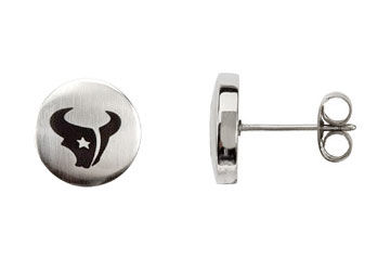 Stainless Steel Houston Texans Logo Stud Earrings - 10.00MM X 10.00MM