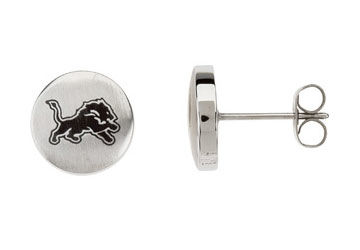 Stainless Steel Detroit Lions Logo Stud Earrings - 10.00MM X 10.00MM